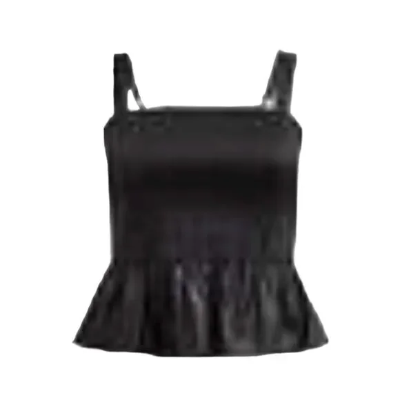 TORRID BlackβPeplum Fauxe Leather Crop Smocked Tank Top Classic Preppy 1X - Picture 8 of 16